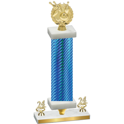 Premium Single Blue Carbon Fiber Year Bowling Trophy