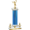 Premium Single Blue Carbon Fiber Victory Volleyball Trophy
