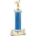 Premium Single Blue Carbon Fiber Year Volleyball Trophy