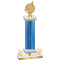 Premium Single Blue Carbon Fiber Fourth Place Volleyball Trophy