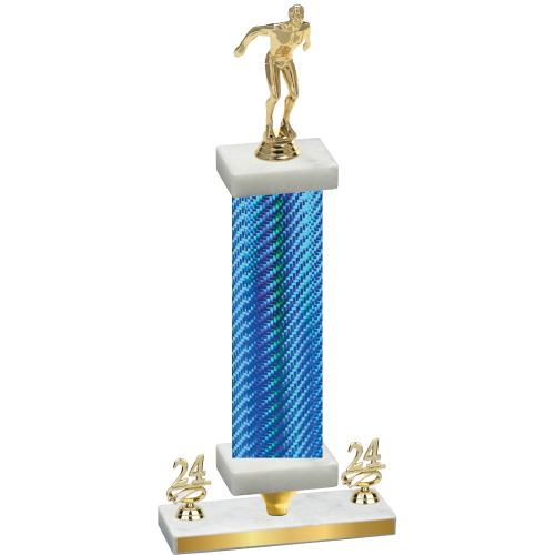 Premium Single Blue Carbon Fiber Year Swimming Trophy