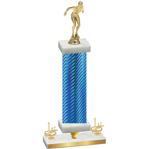 Premium Single Blue Carbon Fiber First Place Tennis Trophy