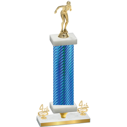 Premium Single Blue Carbon Fiber Fourth Place Tennis Trophy