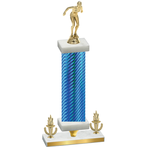 Premium Single Blue Carbon Fiber Victory Tennis Trophy