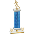 Premium Single Blue Carbon Fiber Second Place Football Trophy