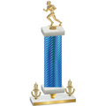 Premium Single Blue Carbon Fiber Victory Football Trophy