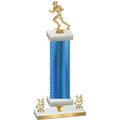 Premium Single Blue Carbon Fiber Year Football Trophy