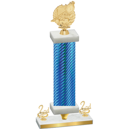 Premium Single Blue Carbon Fiber Second Place Swimming Trophy