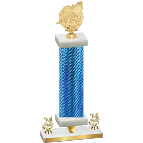 Premium Single Blue Carbon Fiber Year Swimming Trophy