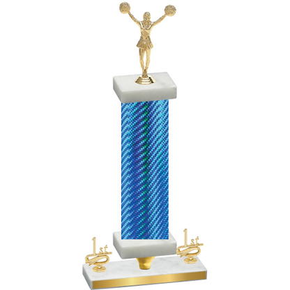 Premium Single Blue Carbon Fiber First Place Cheerleading Trophy