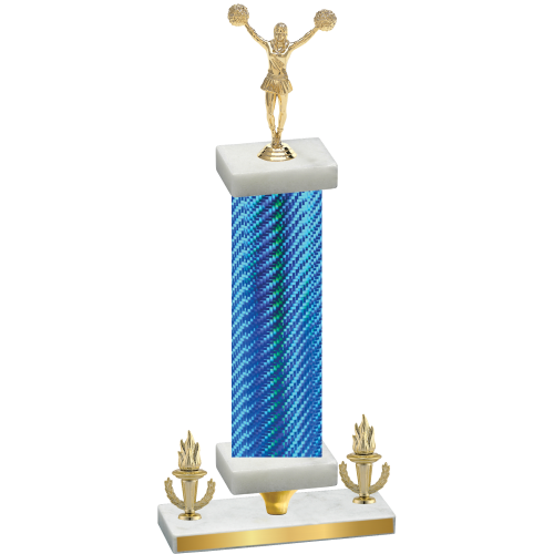 Premium Single Blue Carbon Fiber Victory Cheerleading Trophy