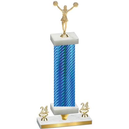 Premium Single Blue Carbon Fiber Year Cheerleading Trophy