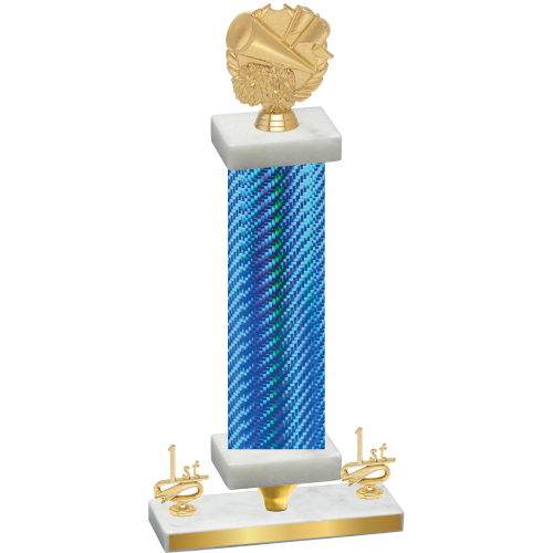Premium Single Blue Carbon Fiber First Place Cheerleading Trophy