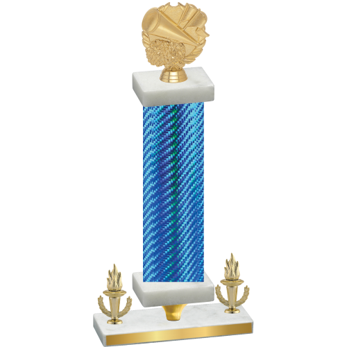 Premium Single Blue Carbon Fiber Victory Cheerleading Trophy