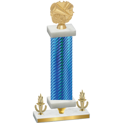 Premium Single Blue Carbon Fiber Victory Cheerleading Trophy