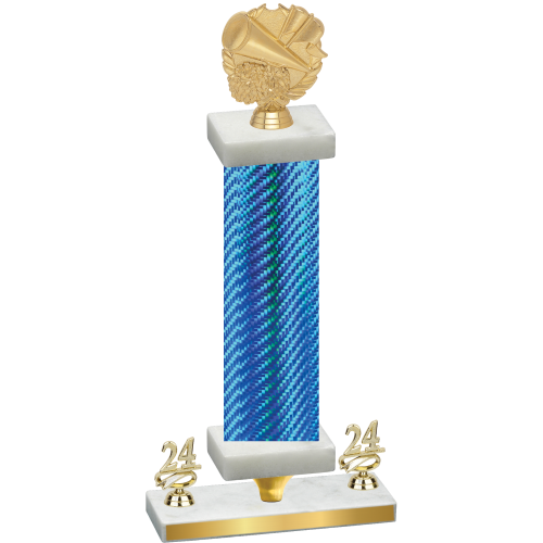 Premium Single Blue Carbon Fiber Year Cheerleading Trophy
