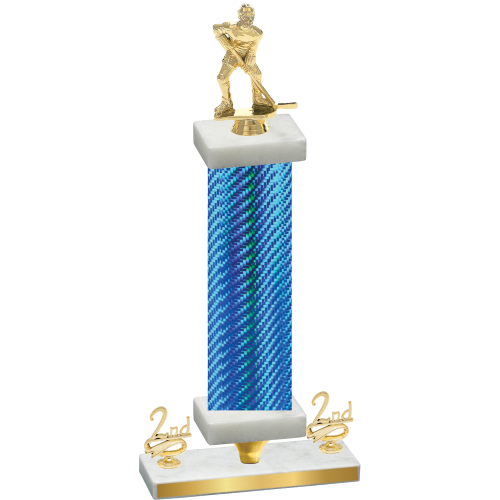 Premium Single Blue Carbon Fiber Second Place Hockey Trophy