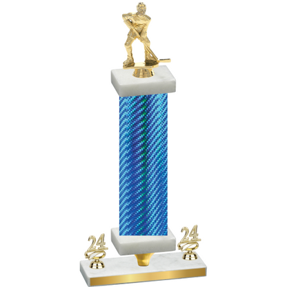 Premium Single Blue Carbon Fiber Year Hockey Trophy