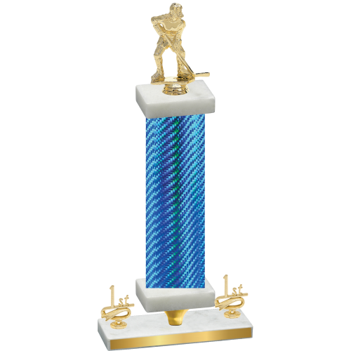 Premium Single Blue Carbon Fiber First Place Hockey Trophy
