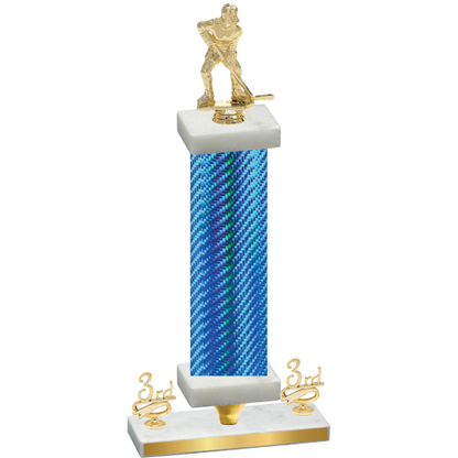 Premium Single Blue Carbon Fiber Third Place Hockey Trophy