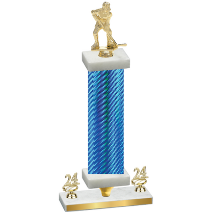 Premium Single Blue Carbon Fiber Year Hockey Trophy