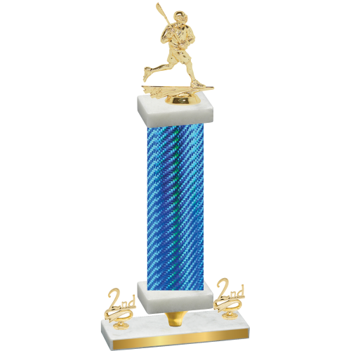 Premium Single Blue Carbon Fiber Second Place Lacrosse Trophy