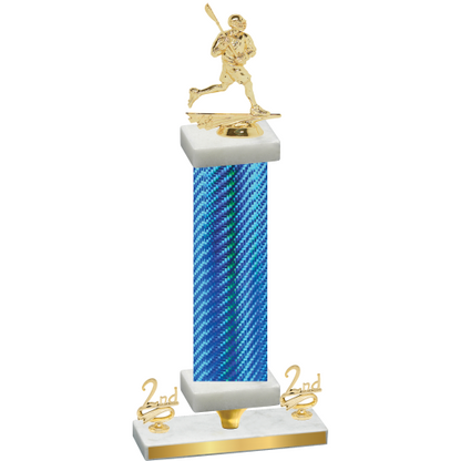 Premium Single Blue Carbon Fiber Second Place Lacrosse Trophy