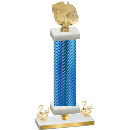 Premium Single Blue Carbon Fiber Second Place Basketball Trophy