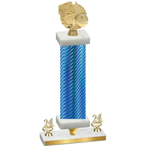 Premium Single Blue Carbon Fiber Year Basketball Trophy