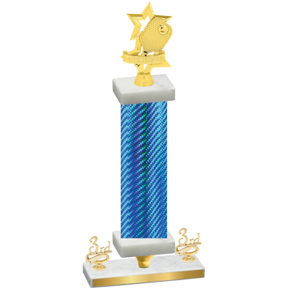 Premium Single Blue Carbon Fiber Third Place Pickleball Trophy