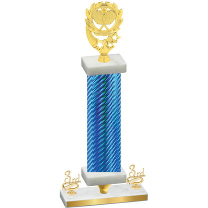 Premium Single Blue Carbon Fiber Third Place Pickleball Trophy