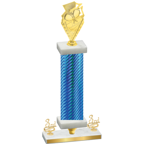 Premium Single Blue Carbon Fiber Third Place Pickleball Trophy