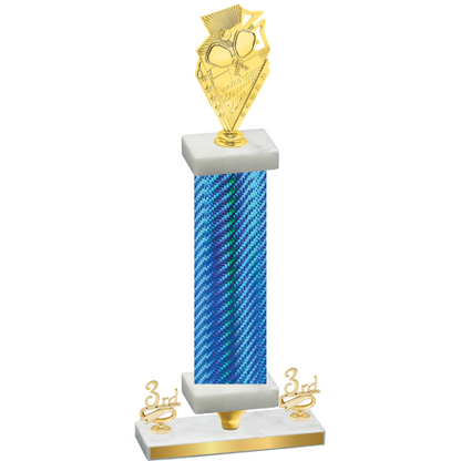 Premium Single Blue Carbon Fiber Third Place Pickleball Trophy