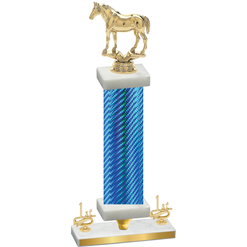 Premium Single Blue Carbon Fiber First Place Horses Trophy