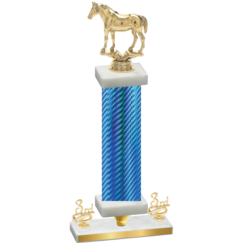 Premium Single Blue Carbon Fiber Third Place Horses Trophy