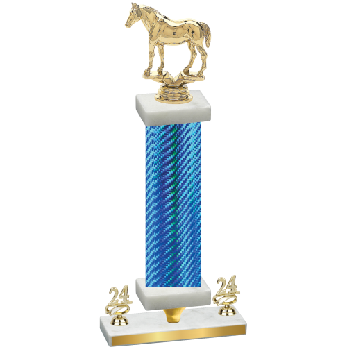 Premium Single Blue Carbon Fiber Year Horses Trophy