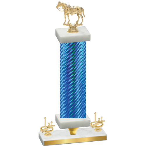 Premium Single Blue Carbon Fiber First Place Horses Trophy