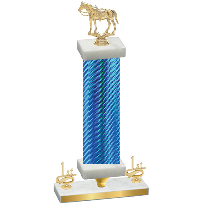 Premium Single Blue Carbon Fiber First Place Horses Trophy
