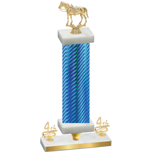 Premium Single Blue Carbon Fiber Fourth Place Horses Trophy