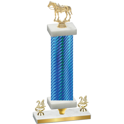 Premium Single Blue Carbon Fiber Year Horses Trophy
