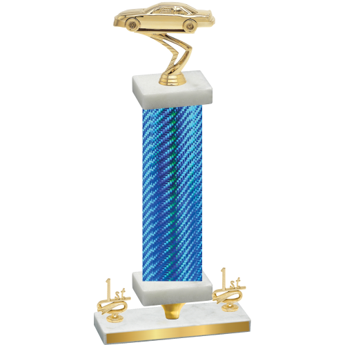 Premium Single Blue Carbon Fiber First Place Cars Trophy