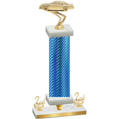 Premium Single Blue Carbon Fiber Second Place Cars Trophy