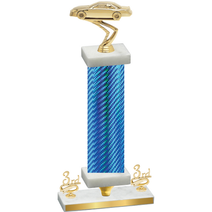 Premium Single Blue Carbon Fiber Third Place Cars Trophy