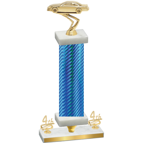 Premium Single Blue Carbon Fiber Fourth Place Cars Trophy