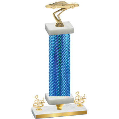 Premium Single Blue Carbon Fiber Third Place Cars Trophy