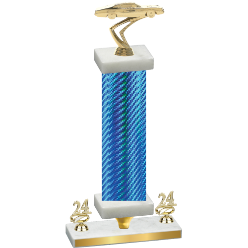 Premium Single Blue Carbon Fiber Year Cars Trophy