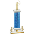 Premium Single Blue Carbon Fiber Victory Archery Trophy