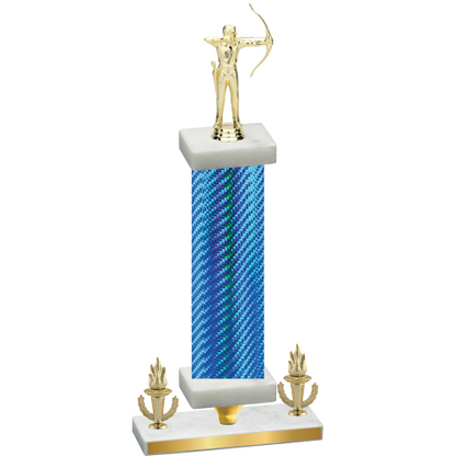 Premium Single Blue Carbon Fiber Victory Archery Trophy