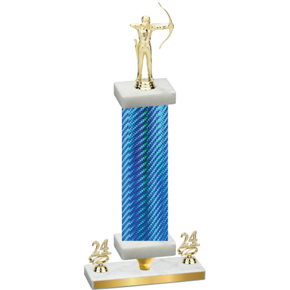 Premium Single Blue Carbon Fiber Year Archery Trophy