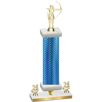 Premium Single Blue Carbon Fiber Year Archery Trophy